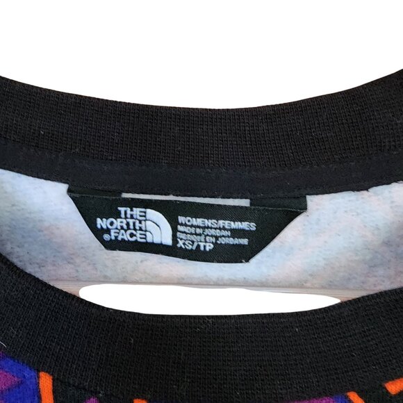 The North Face Womens XS Aztec Print Sweat Shirt Purple/Orange Cotton Blend - Picture 4 of 4